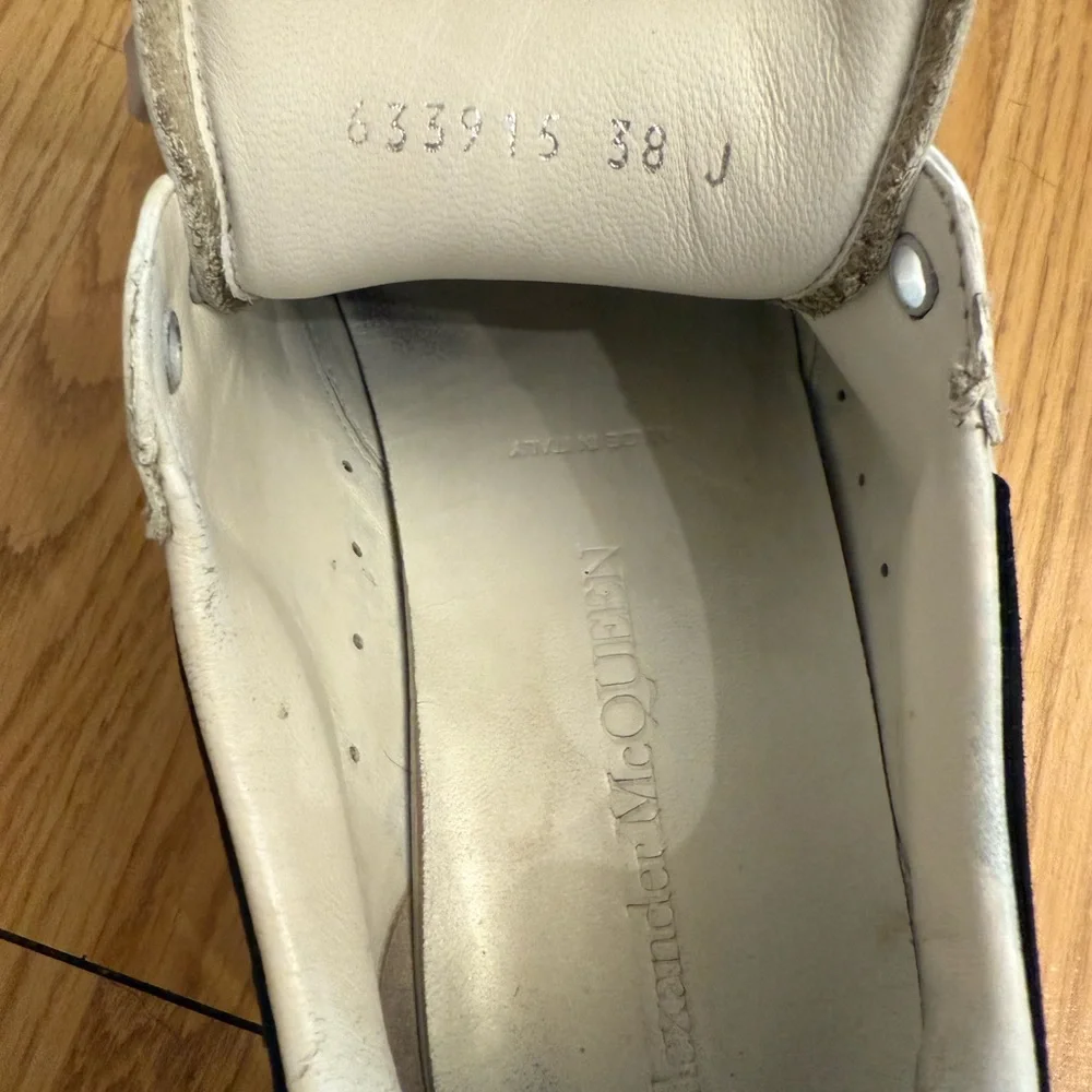 Alexander McQueen Oversized Runner Sneakers White Leather Black Suede Heel